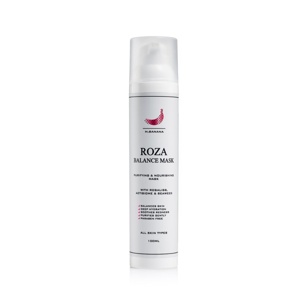 מסכת פנים רוזה באלאנס ROZA Balance Mask של H.BANANA עם תמצית ורדים מפרובאנס, אצות ים ורטינול.